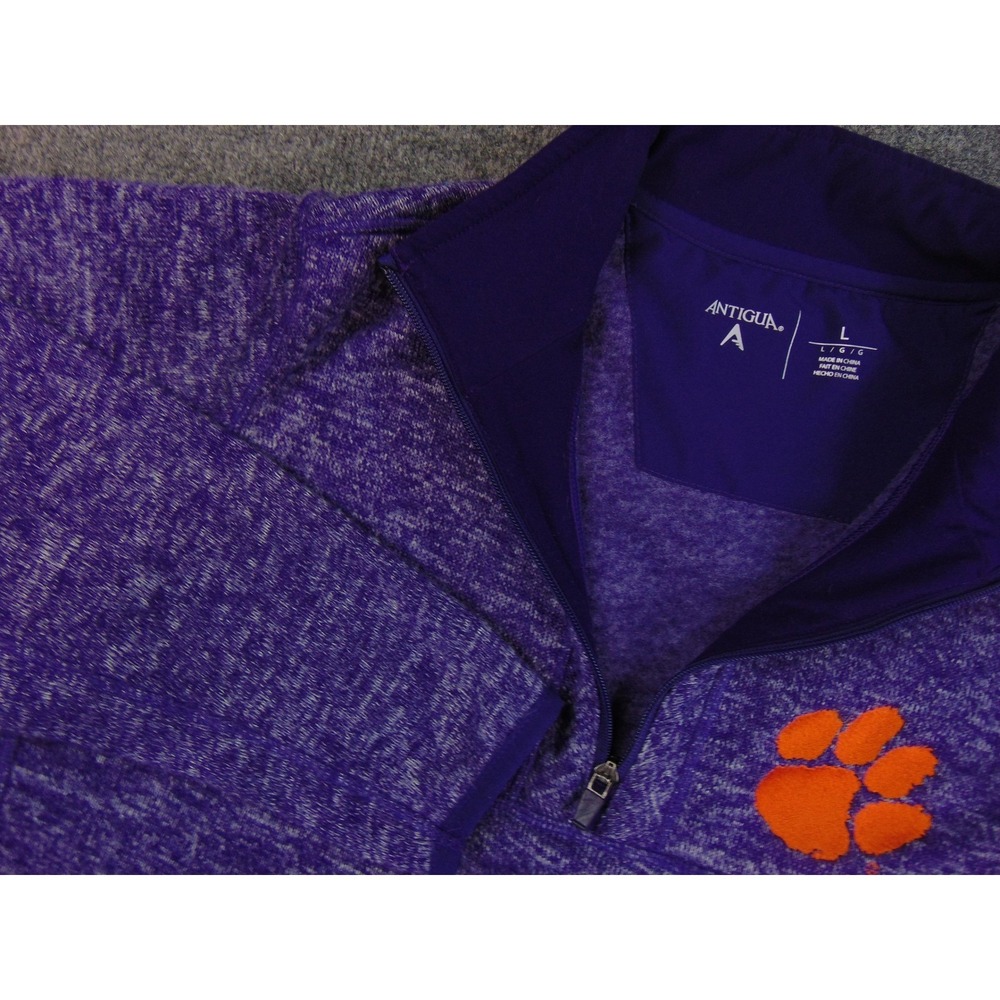 Clemson‎ Tigers Sweater Mens Large Purple Orange Pullover Fleece Jacket Paw